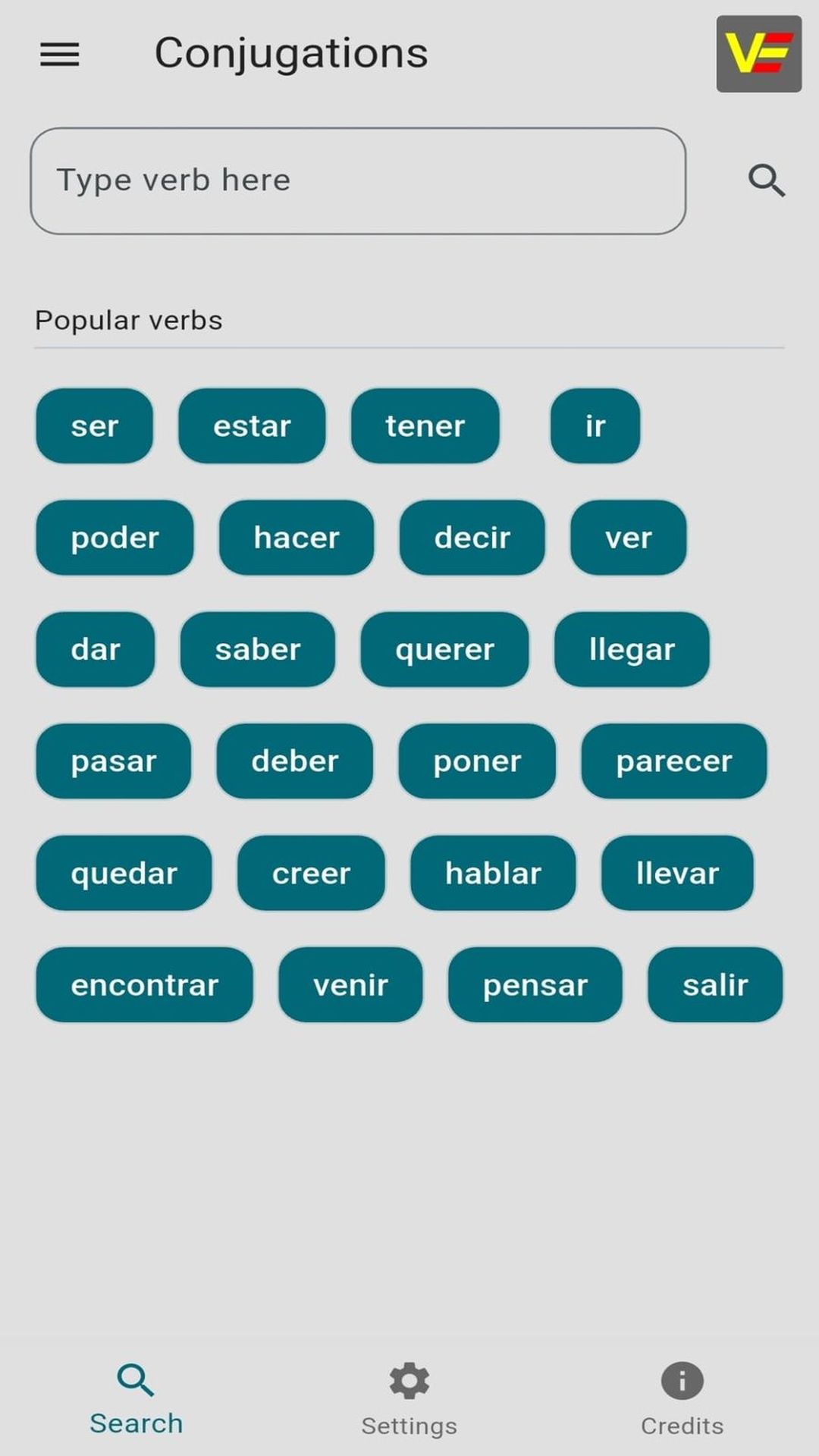 Conjugation table